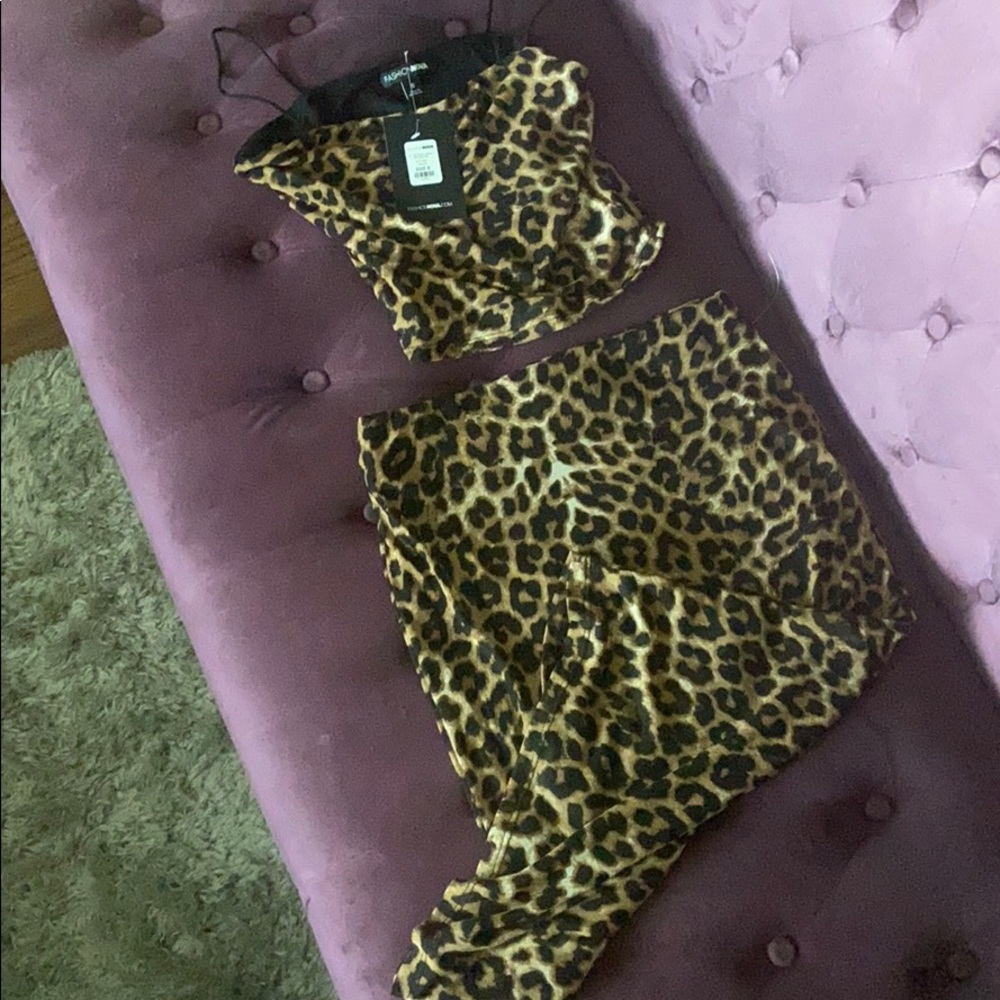 Leopard midi skirt set